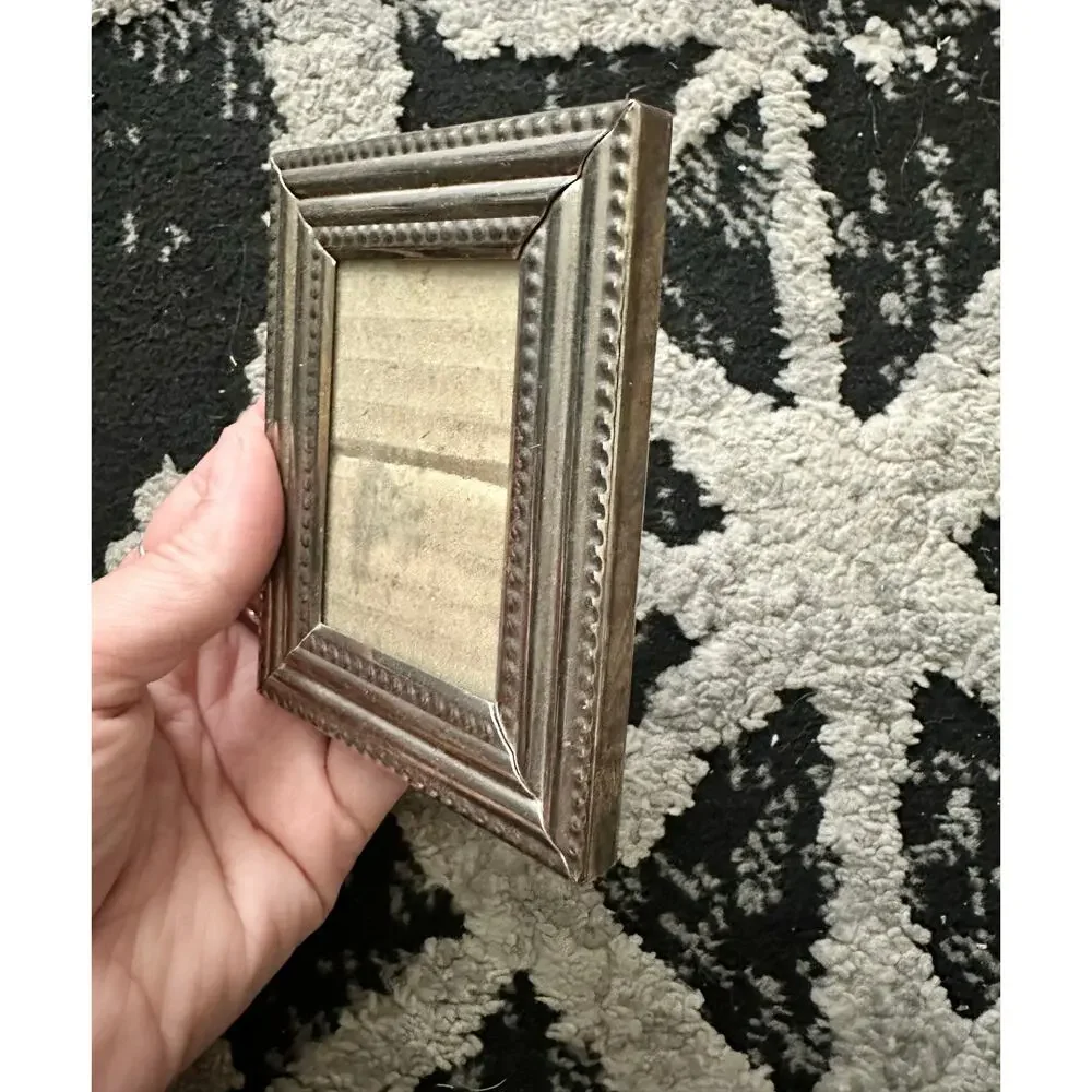 Silver patina tarnish vintage home decor wall 2x3 romantic Victorian antique